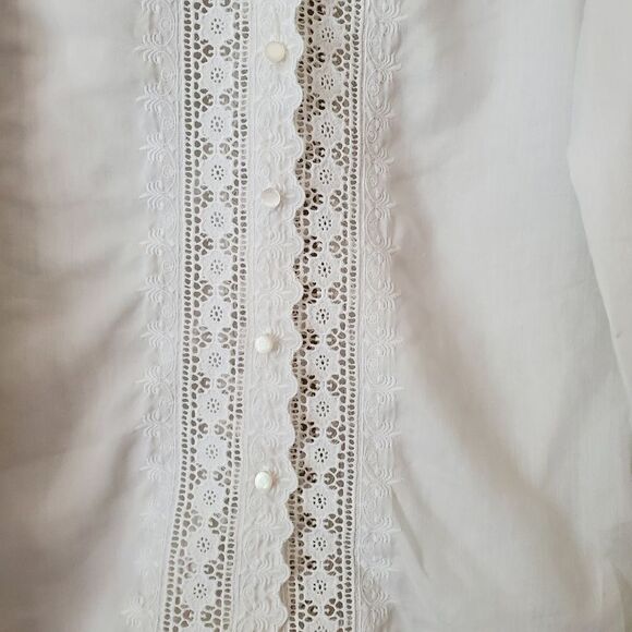 Adelaar Designer Collection Women's White Button Down Top Size 12 White Coquette - Picture 2 of 7